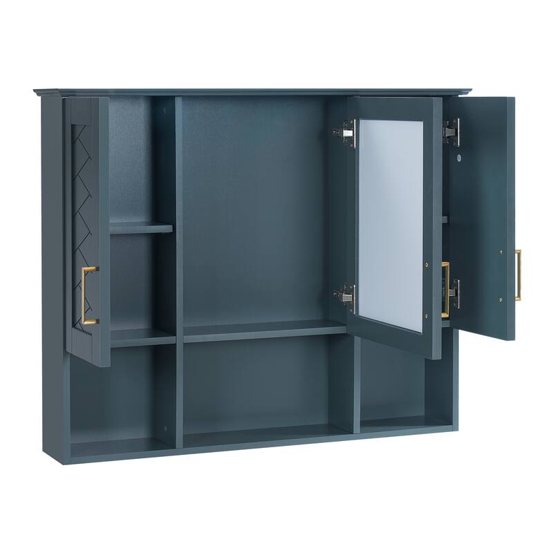 35" 2-in-1 Wall Mounted Medicine Cabinet with Adjustable Shelves & Soft Close Doors, High-Define Mirror with Storage