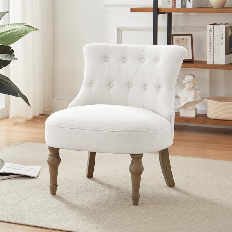 Living Room Armless Accent Comfy Chair - Beige