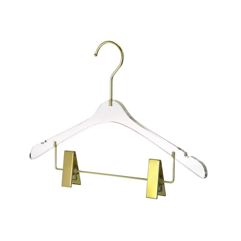 YBM Home Quality Acrylic Clear Hangers with Clips, Kids - Pack of 1 - Gold