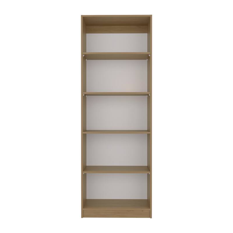 Home 4 Shelves Bookcase, Wide, With Multi-Tiered Storage, Display Shelves, Natural Oak