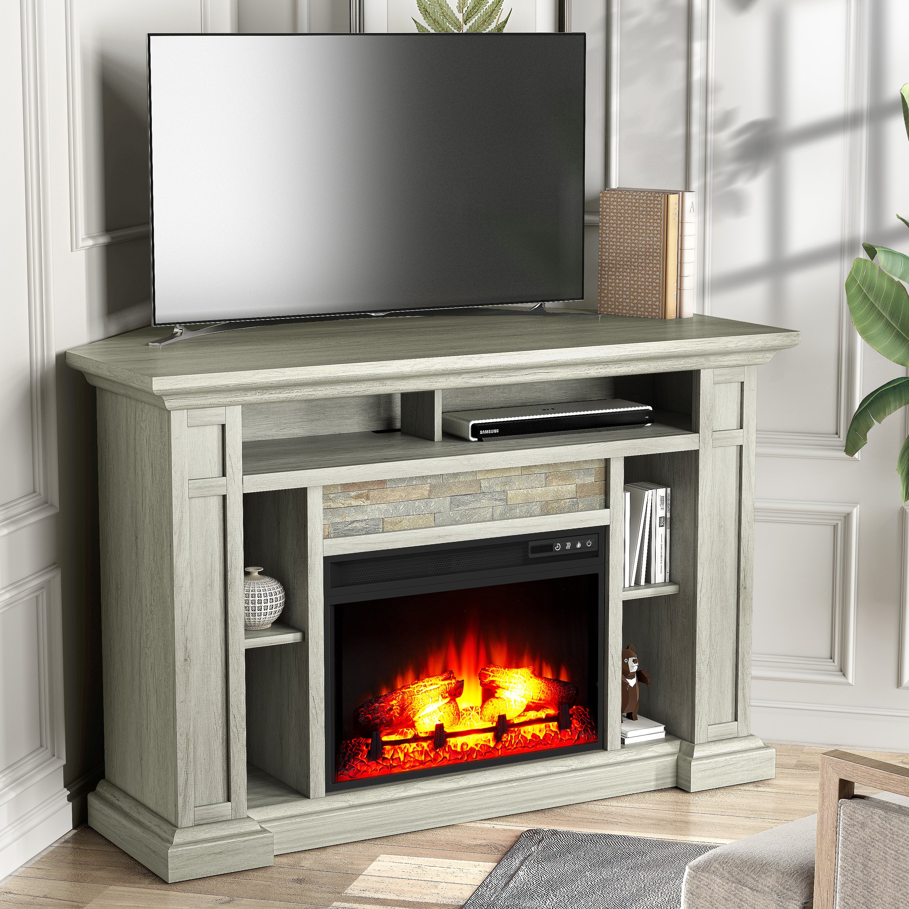 50 Wide Corner Electric Fireplace TV Stand 51 in Width