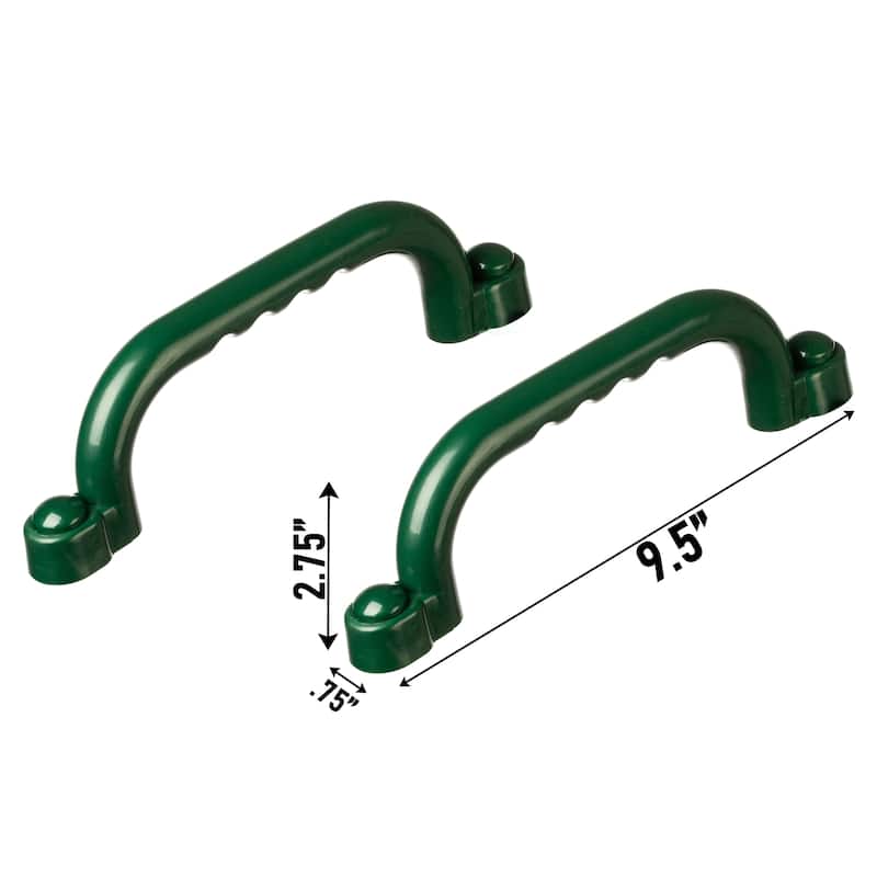 Green Plastic Safety Grab Handles Set, Kids Outdoor Play House Hand Grip Bars for Jungle Gym Playground Set Accessory
