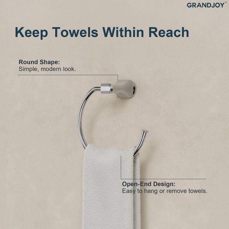 GRANDJOY 4-Piece Stainless Steel Bathroom Hardware Set with Wall Mount Double Towel Bar