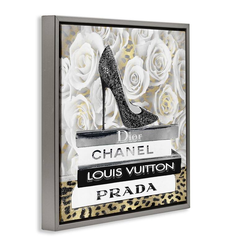 Stupell Glam Heel on Roses Framed Floater Canvas Wall Art Design By Madeline Blake