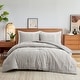 preview thumbnail 26 of 65, 3 Piece Reversible Pintuck Pinch Pleat Bohemia and Tufted Clipped Comforter Set Grayish Khaki Geometric Clipped - Twin