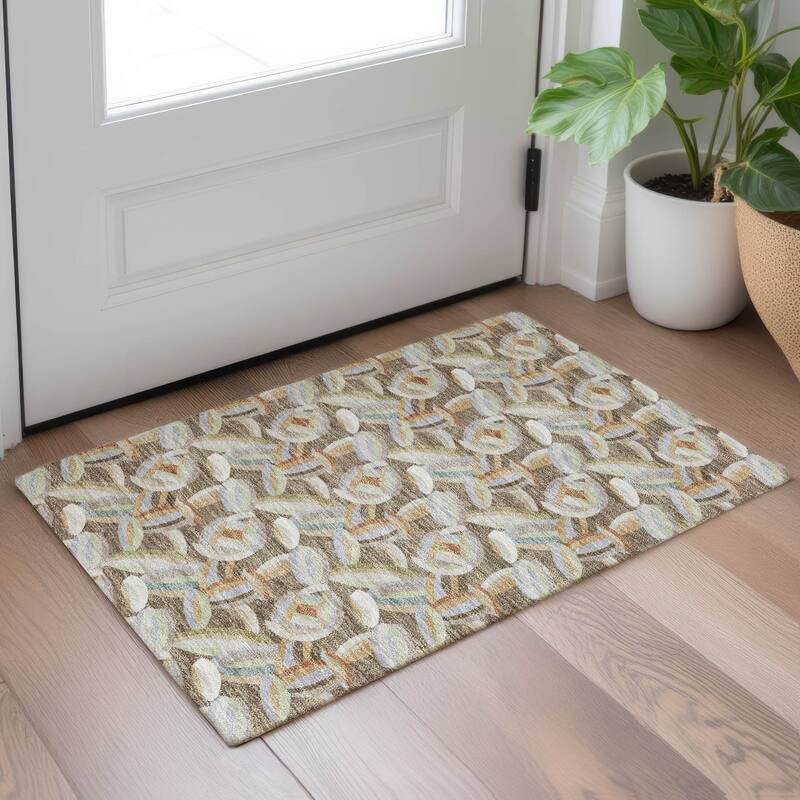 Machine Washable Indoor/ Outdoor Modern Heli Chantille Rug