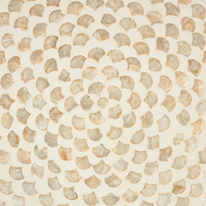 Mother of Pearl Shell Geometric Round Disc Home Wall Decor with Black Frame - Cream - Roche River Decor