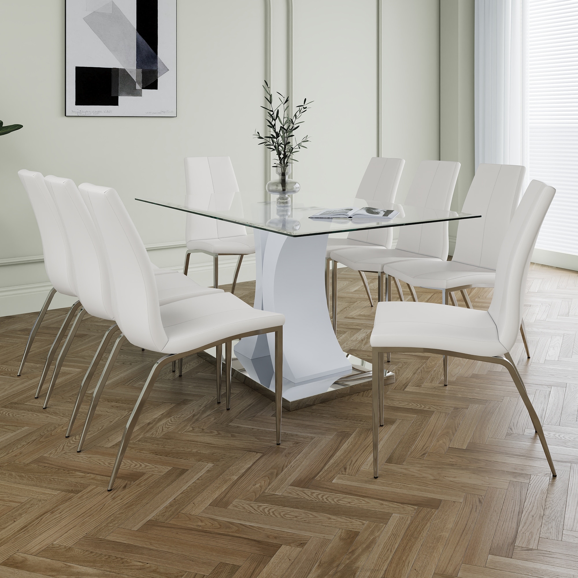 Piece Modern style transparent glass table,solid durable support