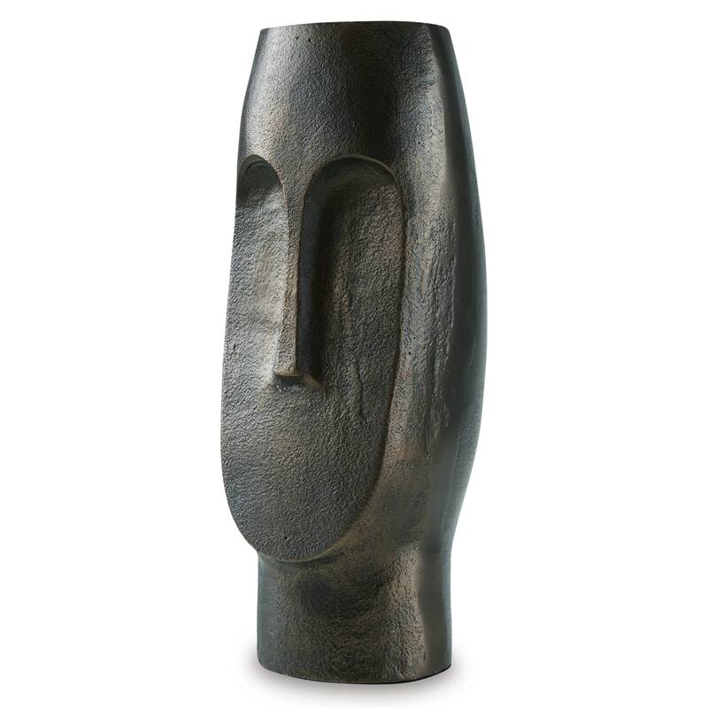 Vase, Abstract Decorative Figurine of a Head, 13 Inch Bronze Aluminum