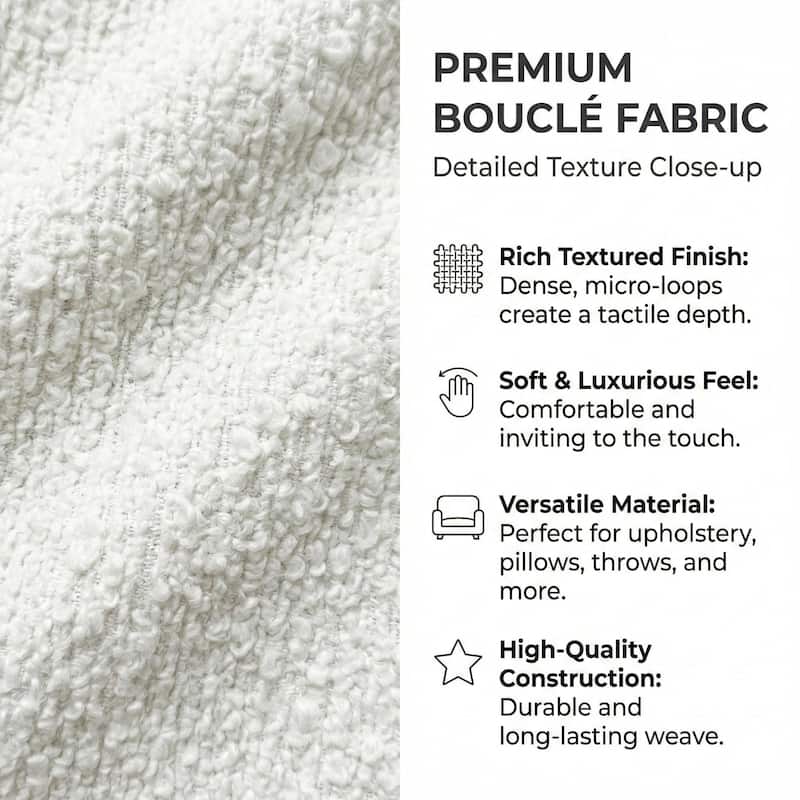 Christopher Knight Home - Modern 52.7" Tall Wingback Boucle Upholstered Platform Bed Frame with Solid Wood Legs & Slat Support