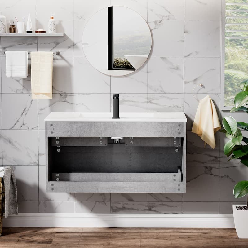 Wall Mounted Bathroom Vanity Sink Combo Cabinet Vanity Set