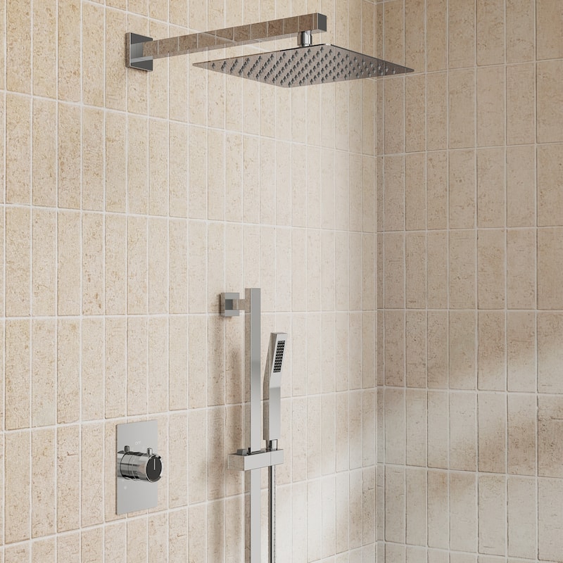 Slide Bar High-Pressure Balancing Shower System 10" Rainfall Shower Head with Handheld Shower - Chrome