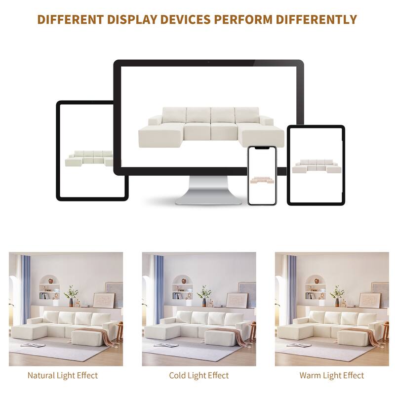 Modular U Shaped Sectional Sofa, Cloud Chenille Sectional Couch