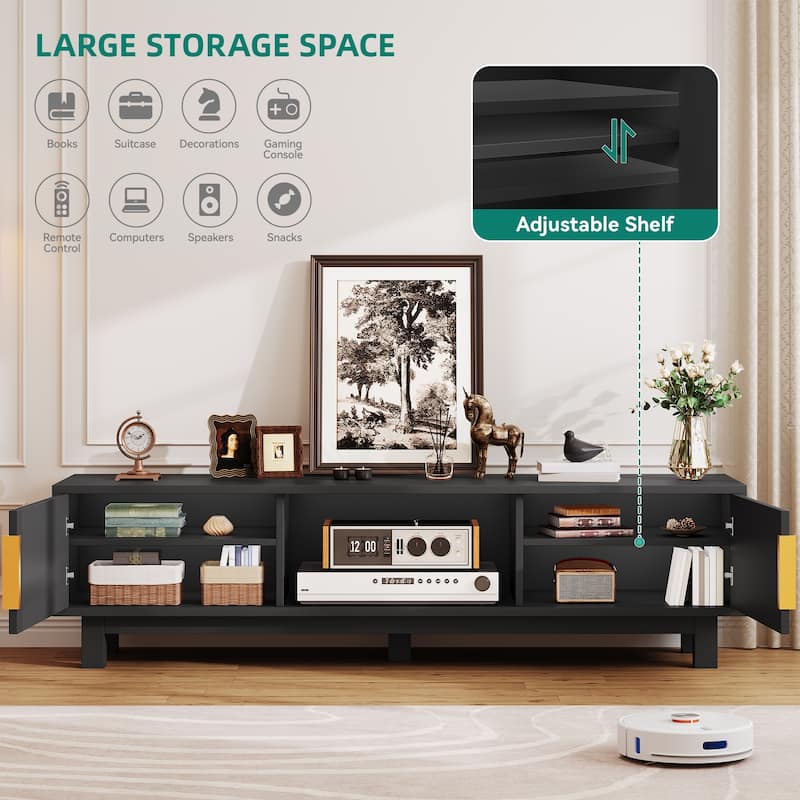 Moasis 59"W Fluted TV Stands for TVs up to 65 Inches, Entertainment Center with Power Outlets