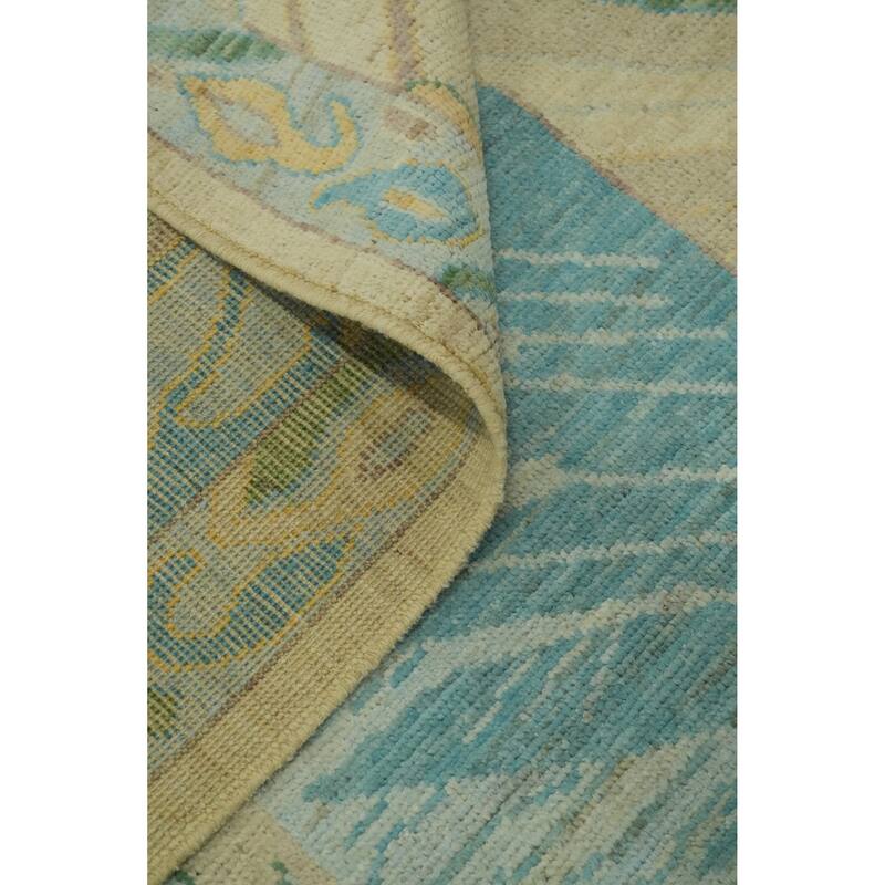 Handmade Wool Oushak Turkish Area Rug, Geometric Carpet - 11' 10'' X 9' 2''