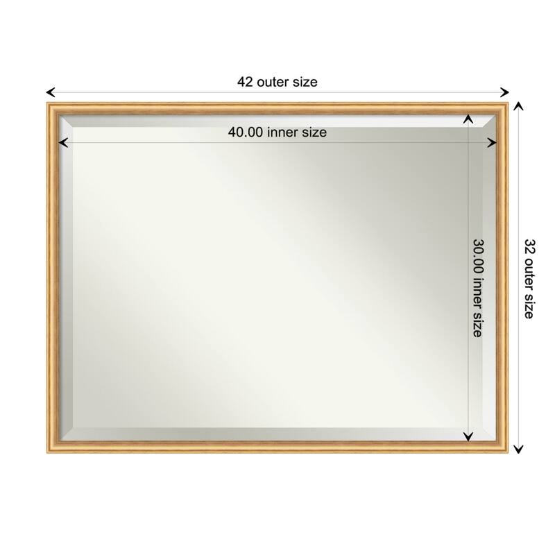 Salon Scoop Beveled Wood Framed Wall Mirror - Salon Scoop Gold - Glass Size 40x30