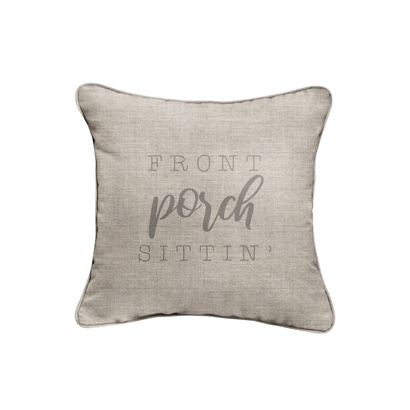 Sunbrella Indoor/Outdoor Single Embroidered Pillow - "Front Porch Sittin'"