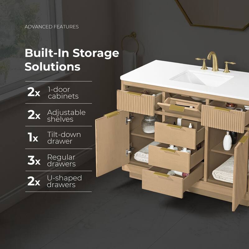 OVE Xander Bathroom Vanity with White Engineered Stone Top