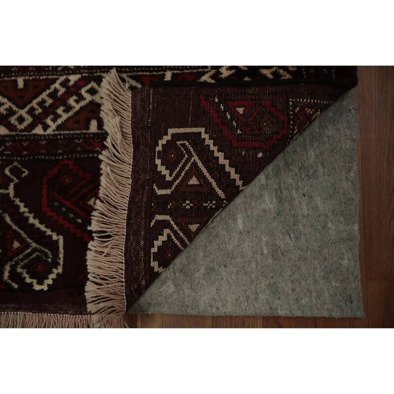 Hand Knotted Oriental 100% Wool Carpet Traditional All-Over Brown Turkoman Area Rug - 10' 7'' X 5' 3''