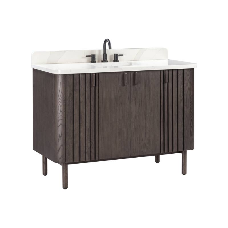 Avanity Blakely 49 in. Vanity Combo in Brown Oak finish with Calacatta Quartz Top