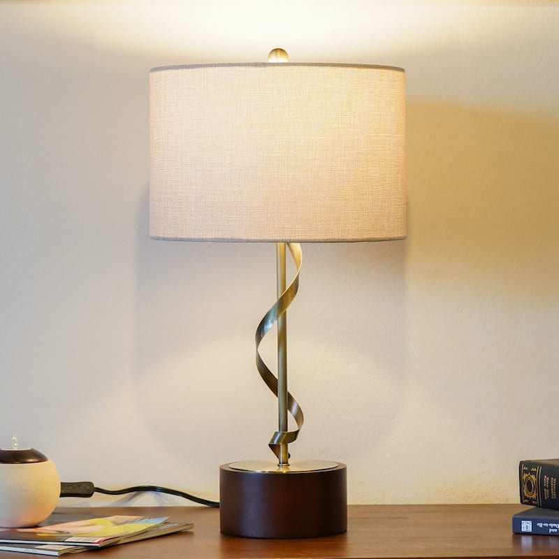 Bedside Desk Lamp Solid Wood Creative Lights Reading Living Room Table Lamps Foundry Twisted Metal Table Lamp 110V - White