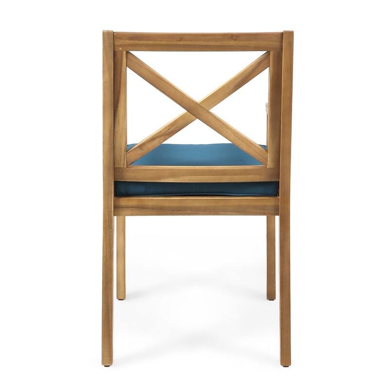 2-Piece Acacia Wood Outdoor Dining Chairs with Cushions for Patio, Garden & Poolside