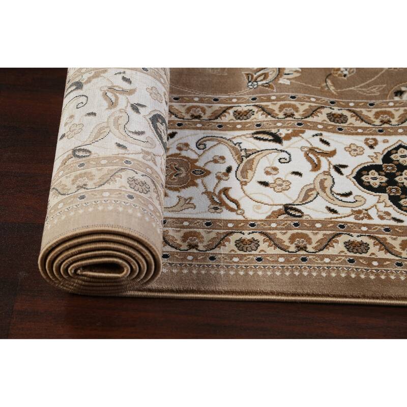 Traditional Brown Floral Oriental Tabriz Area Rug Turkish Carpet