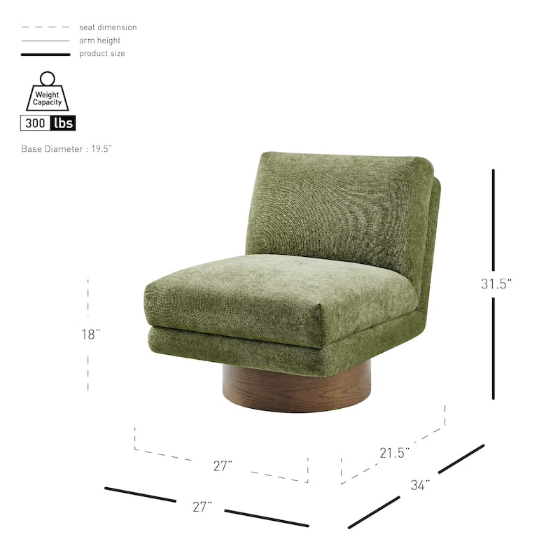 NPD Furniture Zenda Fabric Swivel Accent Chair with Wooden Base