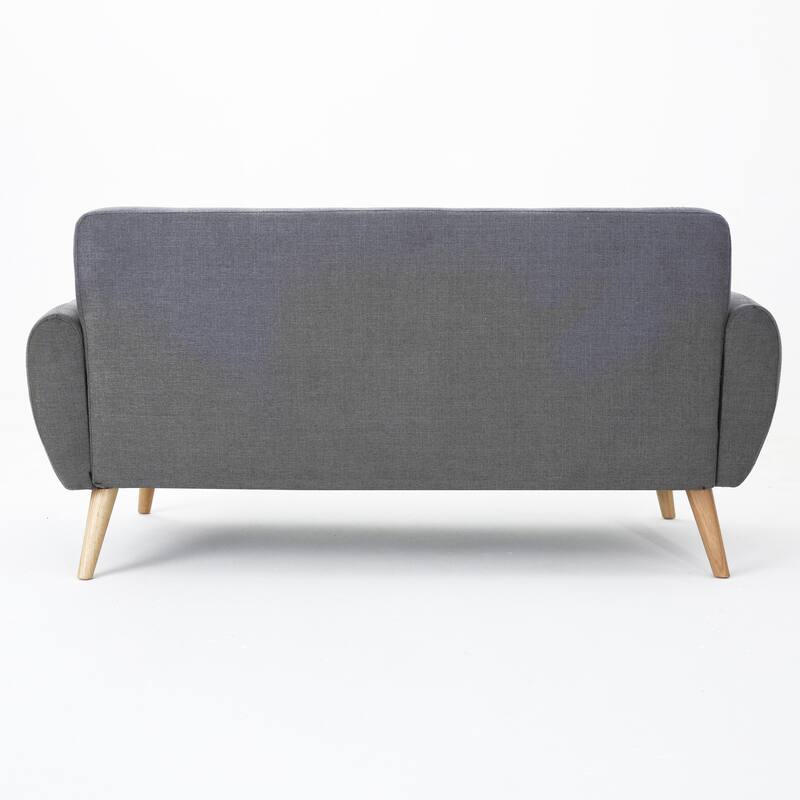 Dark Grey Fabric Loveseat for Small Spaces with Button - Tufted Backrest and Rubberwood Legs