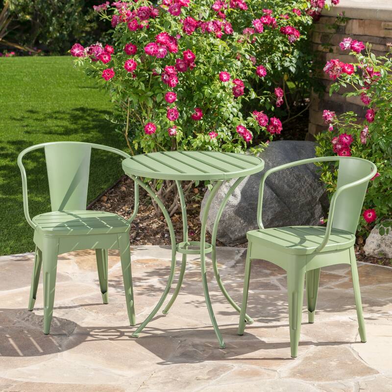 Roomfitters 3-Piece Metal Bistro Set, Outdoor Patio Table and Chairs for Garden, Balcony or Deck