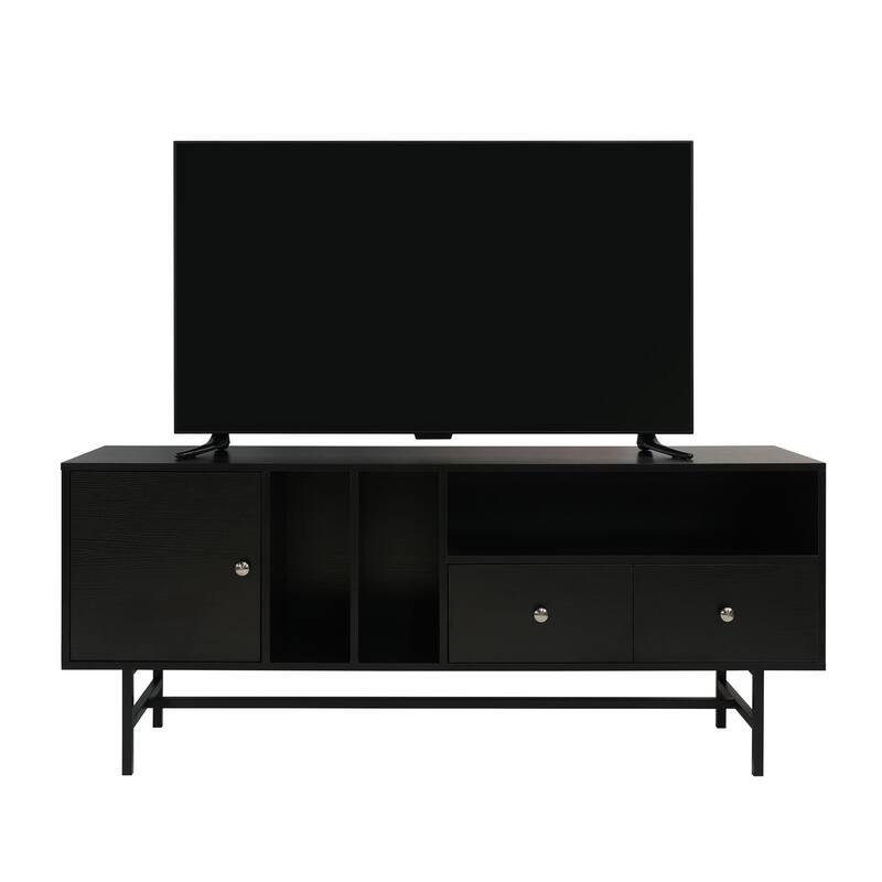 Rochester 2-Drawer 4-Shelf TV Stand Credenza with Iron Legs