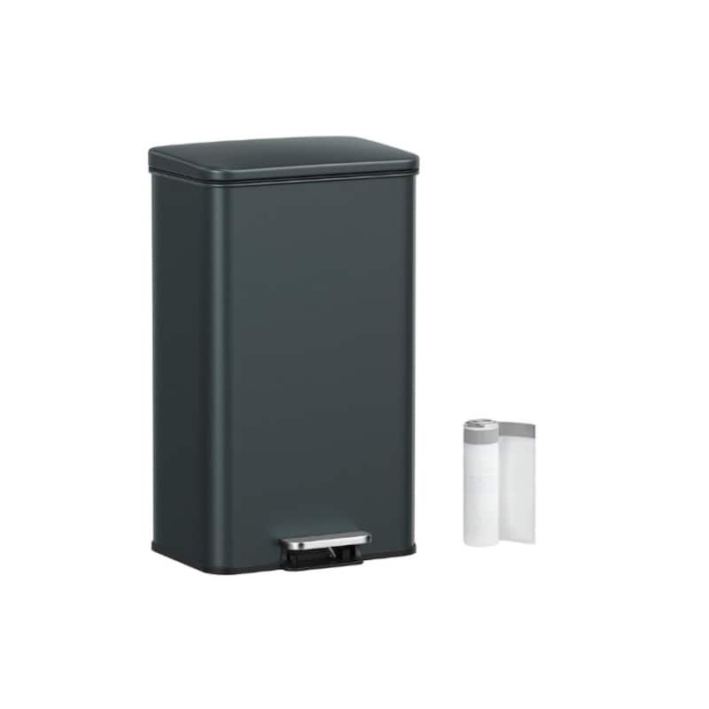 10.5 Gallon Stainless Steel Kitchen Garbage Trash Can with Lid Included 15 Garbage Bags - Charcoal Grey
