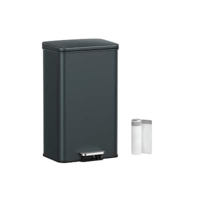10.5 Gallon Stainless Steel Kitchen Garbage Trash Can with Lid Included 15 Garbage Bags