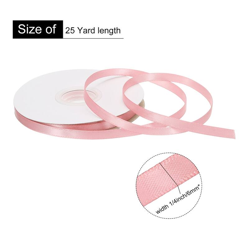 Double Faced Solid Satin Ribbon Polyester Fabric Roll for Gift Party - Dusty Rose - 1/4" x 25 Yard