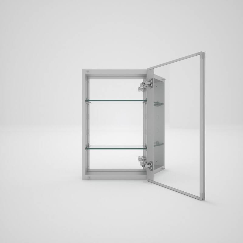 15" x 24" Rectangular Aluminum Surface Mount Medicine Cabinet with Mirror and Shelves - 15" x 24"