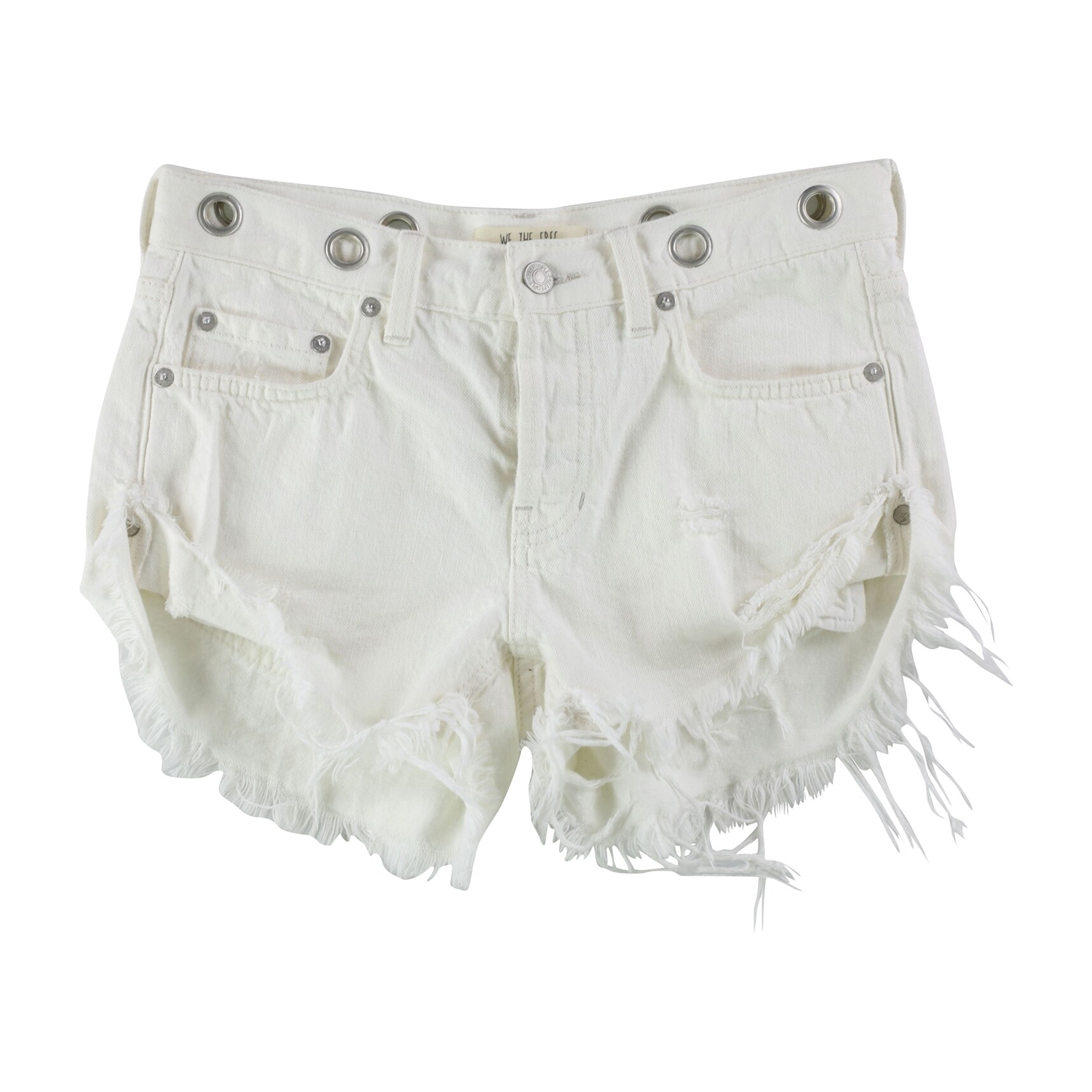 Shop Free People Womens Solid Casual Denim Shorts White 24