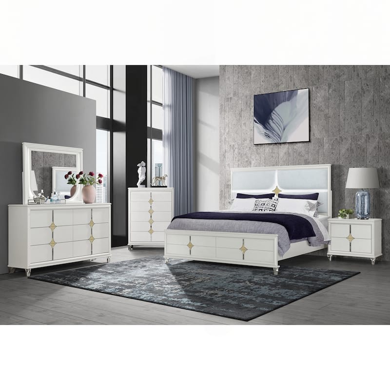 Sophisticated Nightstand with Stylish Design and Practical Storage - Gold and White - 2-drawer