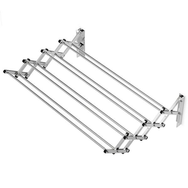 Shop Costway Stainless Wall Mounted Expandable Clothes Drying