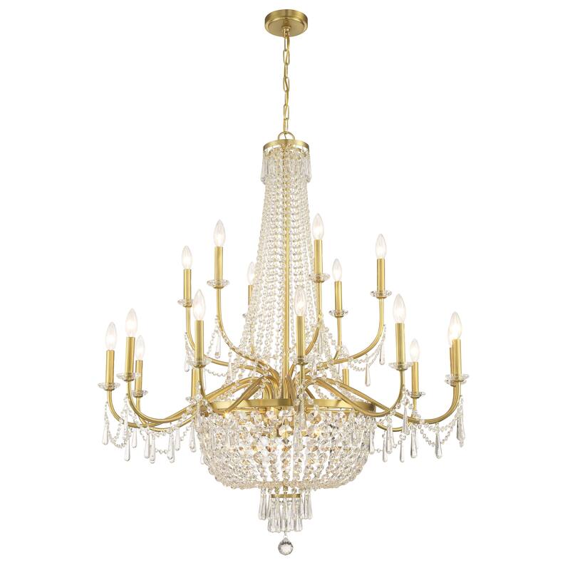 Haywood 22 Light Aged Brass Chandelier - 40"W x 46"H x 40"D