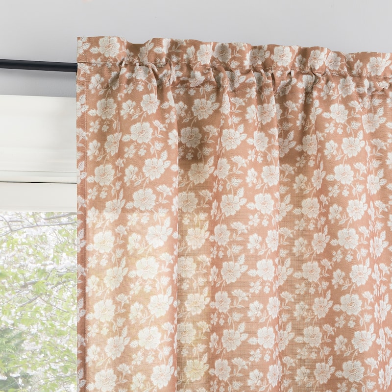 No. 918 Mistral 2-pack Floral Semi-Sheer Rod Pocket 2-Piece Kitchen Curtain Tier Pair