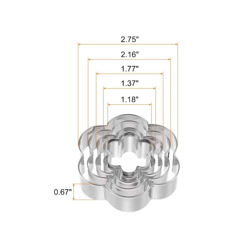 5pcs Cookie Cutters, Flower Shaped Stainless Steel Biscuit Cookie Cutter - Silver - Silver