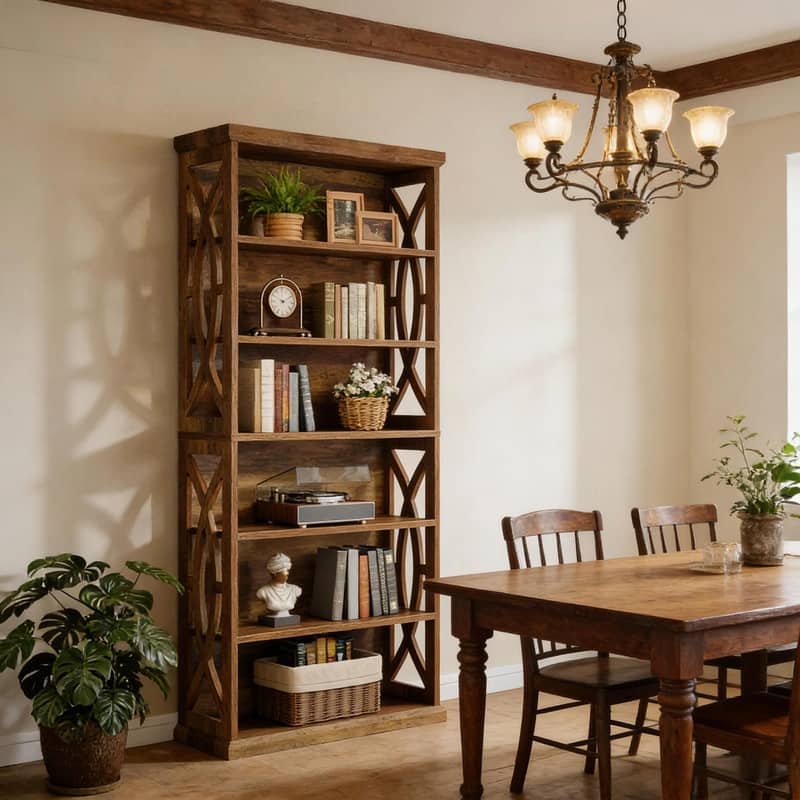 Classic Wooden Bookshelf - Elegant Display Shelves, Sturdy Freestanding Bookcase