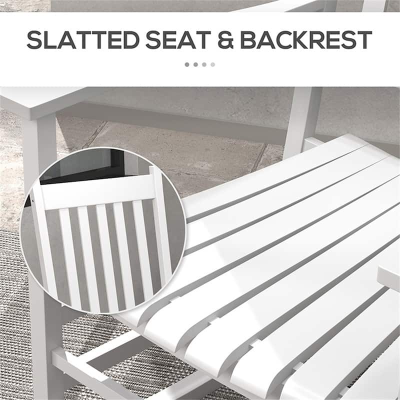 Poplar Rocking Chair Set with Side Table Outdoor - 27.25" W x 33.75" D x 45.25" H