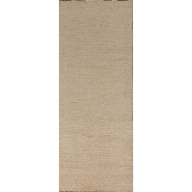 Modern Gabbeh Runner Rug Hand-Knotted Solid Wool Carpet - 2'9"x 9'7"