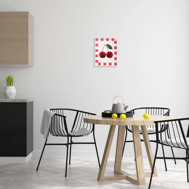 Stupell Disco Cherries on Checkered Framed Giclee Art Design By Marcus Prime