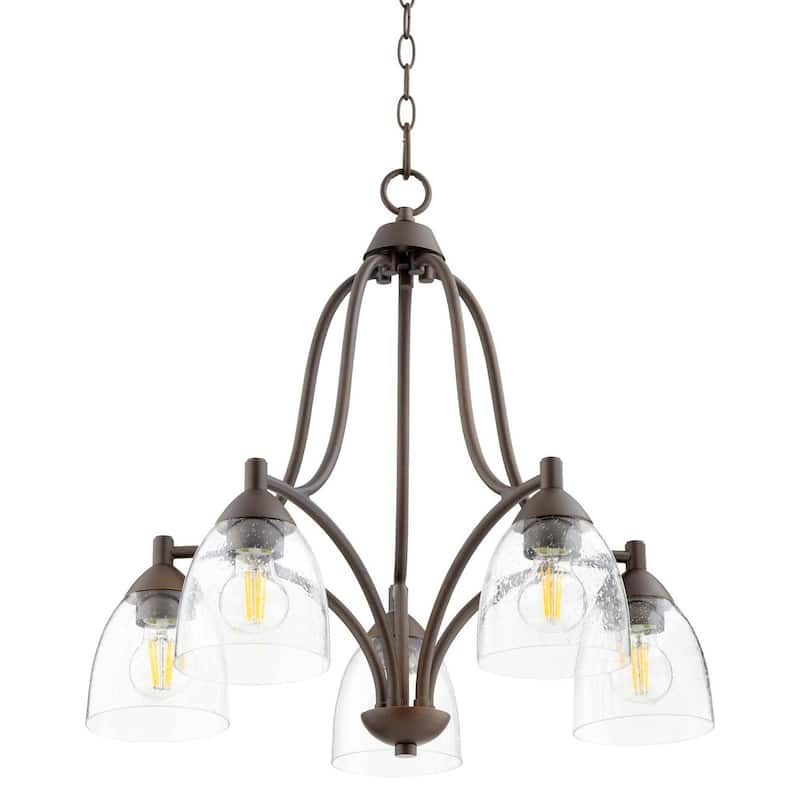 Quorum International 6369-5-2 Barkley 5 Light 24" Wide Pendant - Oiled Bronze / Clear / Seeded