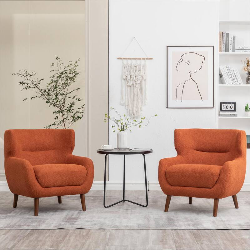 XINMICS Tufted Accent Chair, Wingback Upholstered Armchair for Living Room, Bedroom, Set of 2