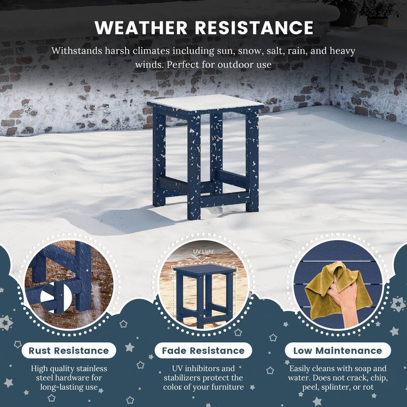 Shoreside Kids Outdoor Poly Adirondack Chair with Side Table 3-Piece Set