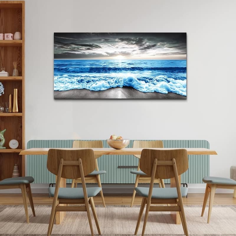 Blue Beach Sun Ocean Landscape Canvas Prints Wall Paintings