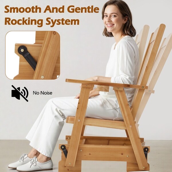 EROMMY Outdoor Wooden Glider Rocker Chair, High Backrest